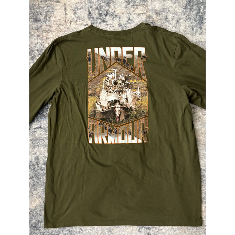 Under Armour Hunting Graphic Shirt Mens 3XL Loose Fit Green Heatgear Rare Antler